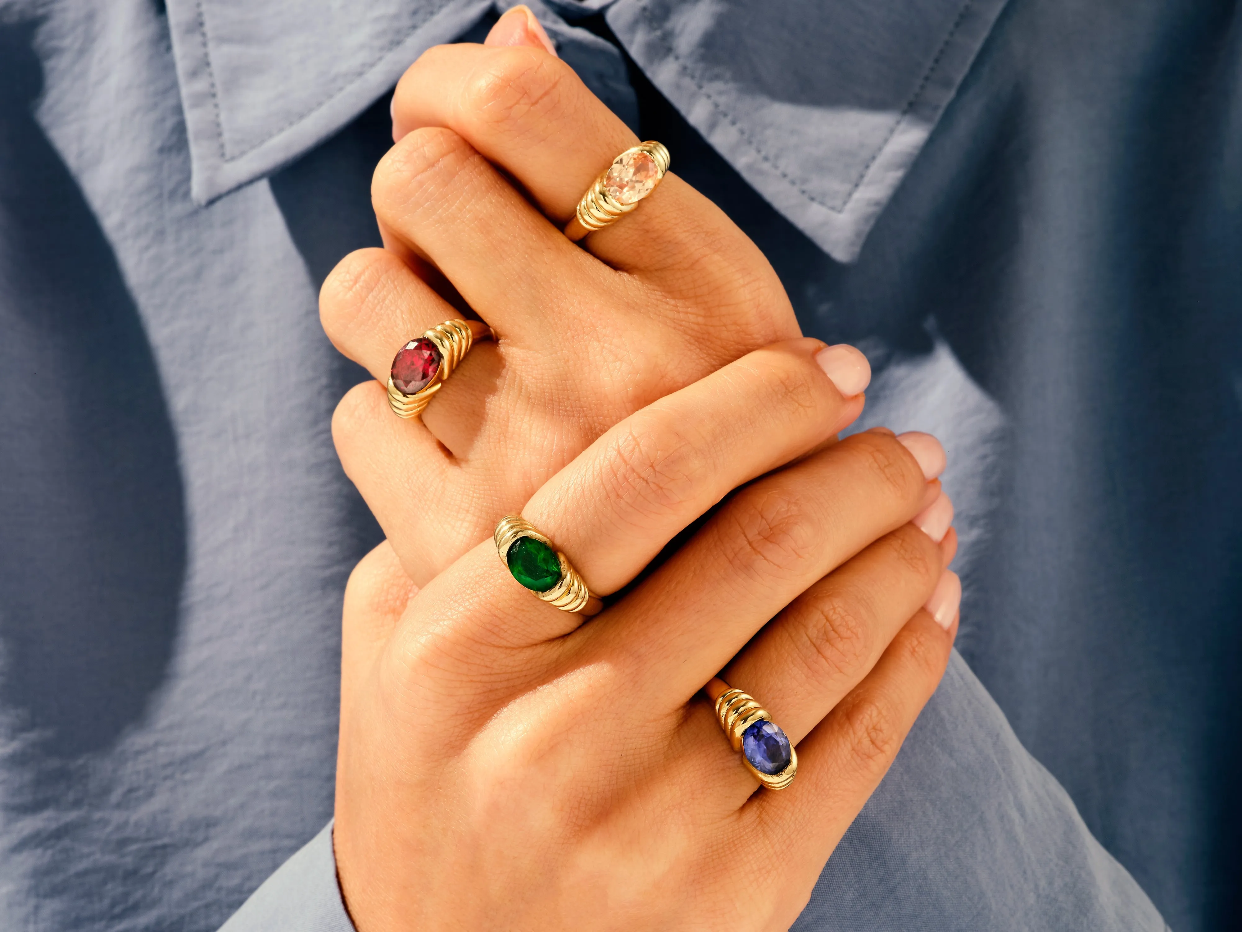 Bold Birthstone Ring in 14k Solid Gold