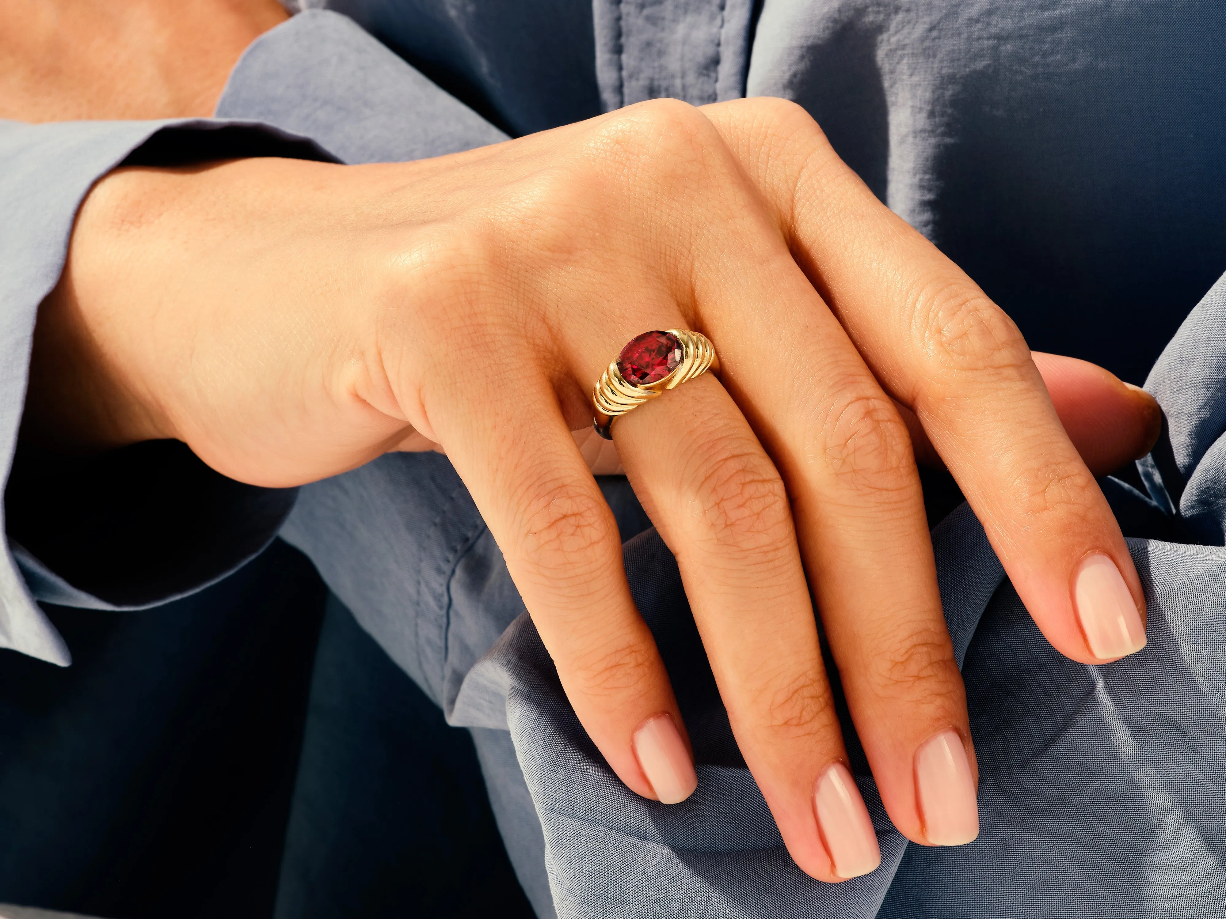 Bold Birthstone Ring in 14k Solid Gold