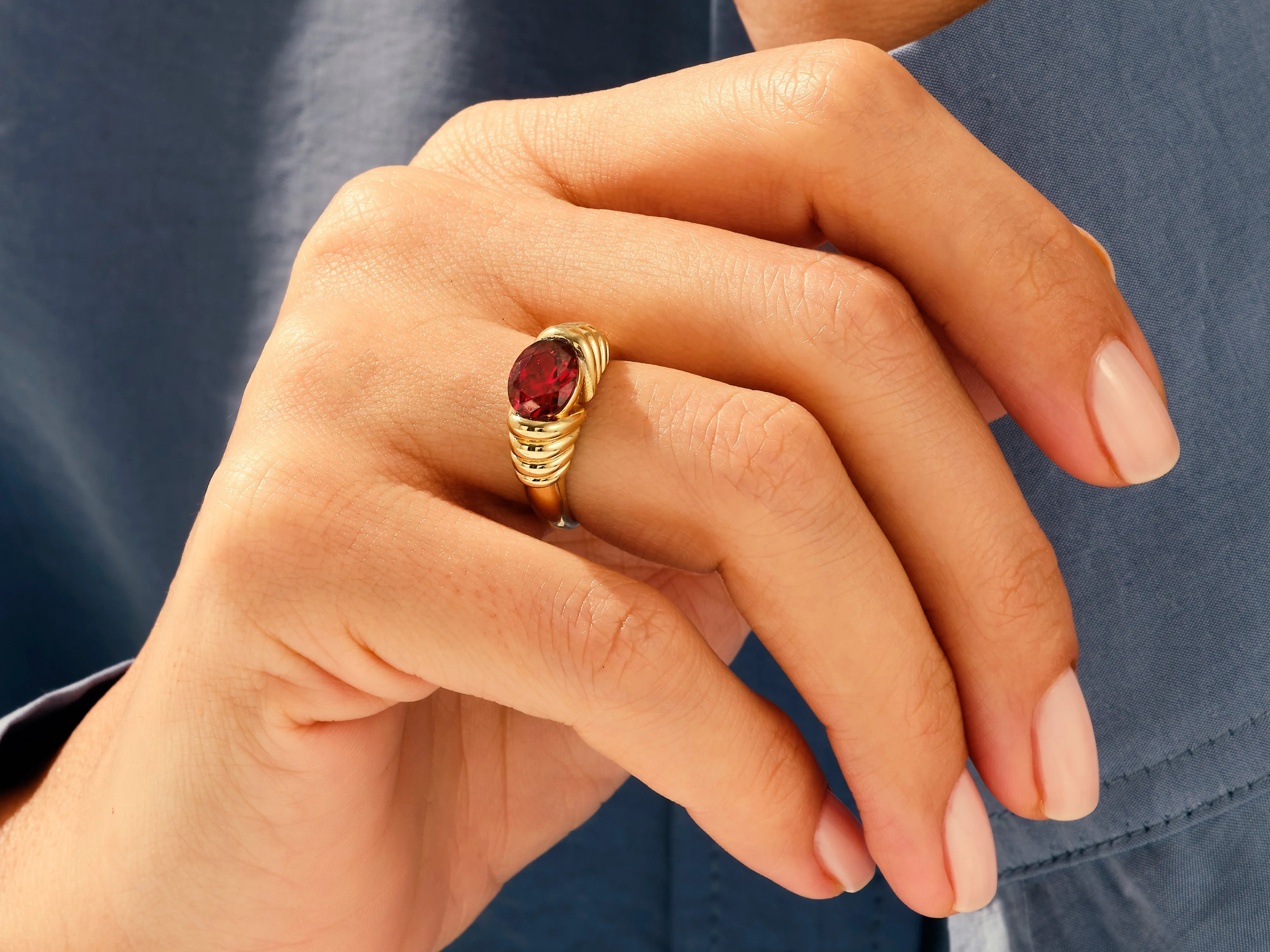 Bold Birthstone Ring in 14k Solid Gold