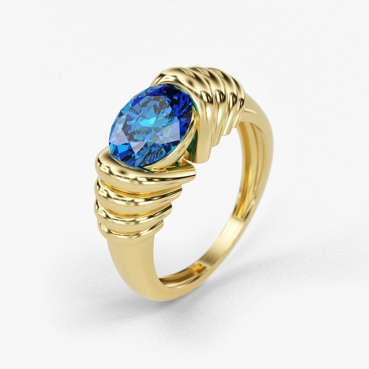 Bold Birthstone Ring in 14k Solid Gold
