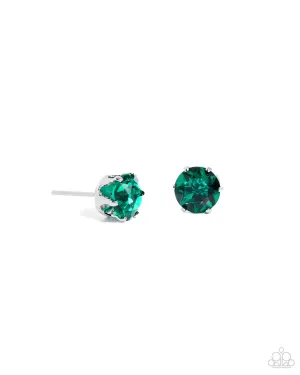 Breathtaking Birthstone (May) Emerald Green Rhinestone Earrings - Paparazzi Accessories