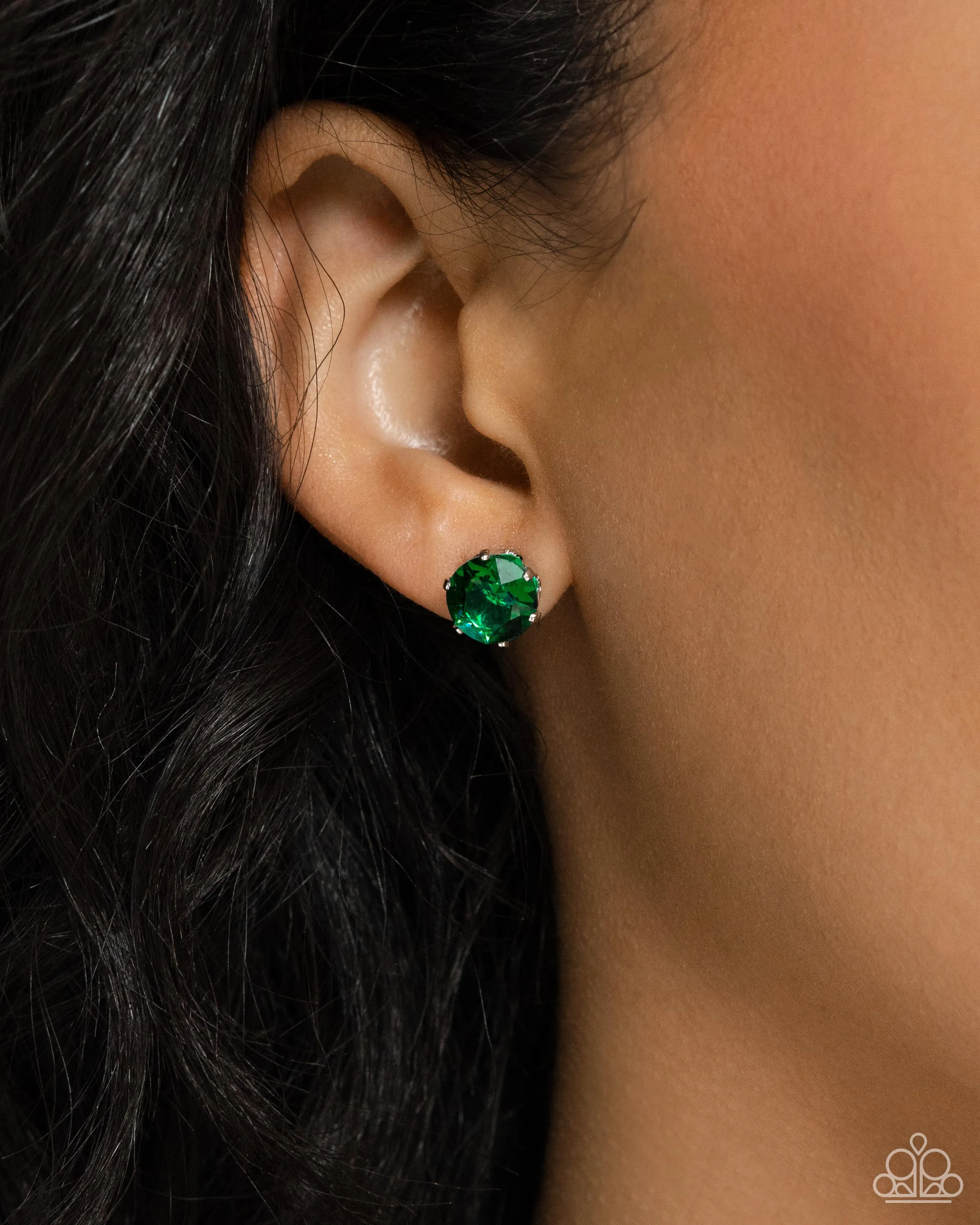 Breathtaking Birthstone (May) Emerald Green Rhinestone Earrings - Paparazzi Accessories