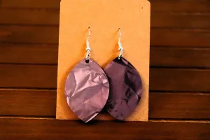 Brown crinkle effect "football" shaped earrings