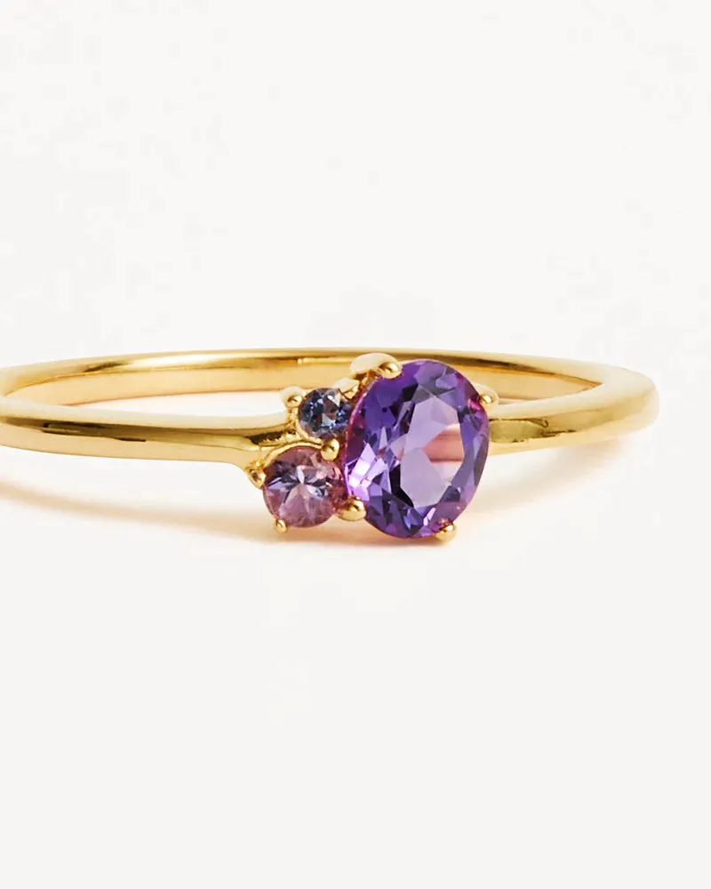 By Charlotte 18k Gold Vermeil Kindred Birthstone Ring - February/Amethyst