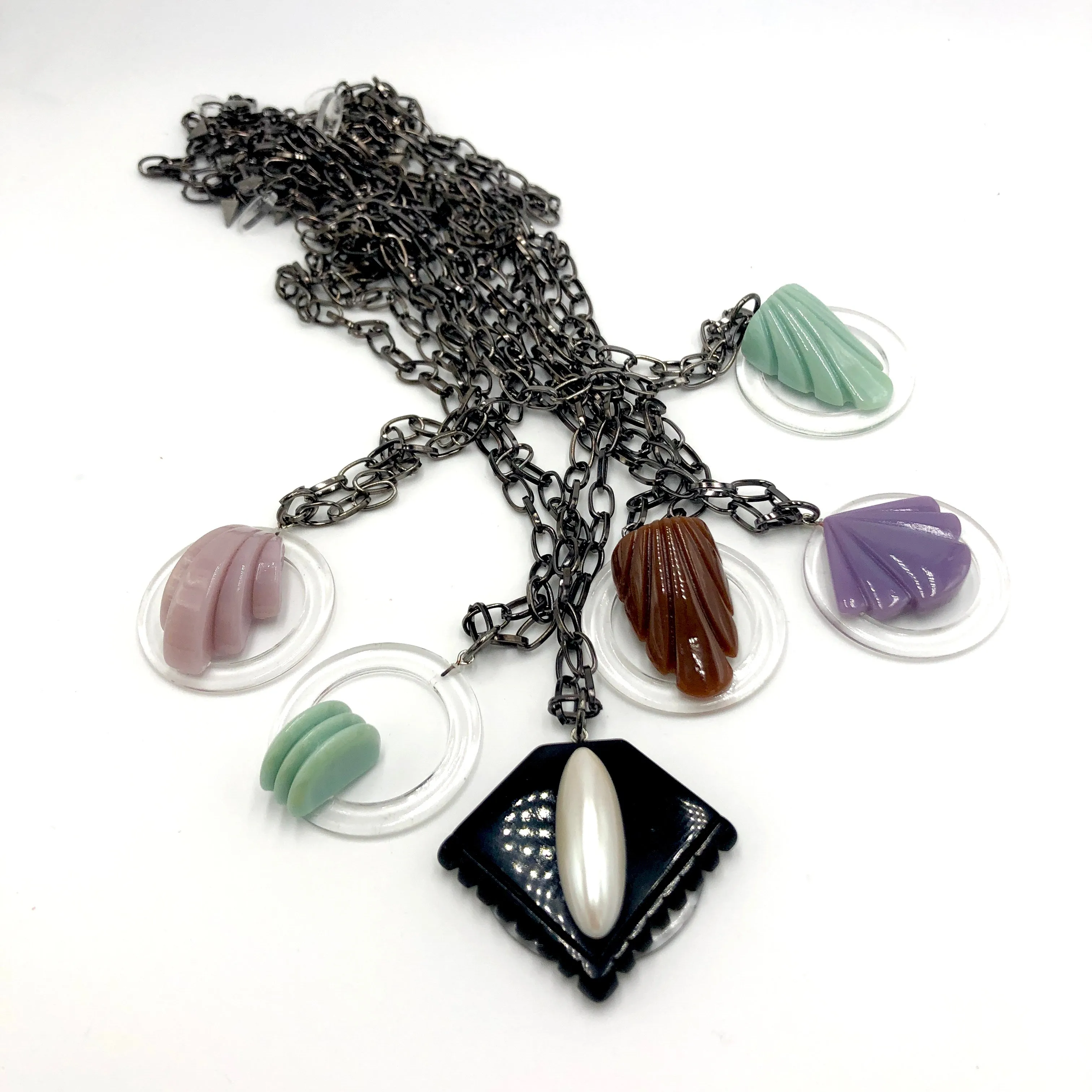 Caramel Carved Deco Chain Necklace