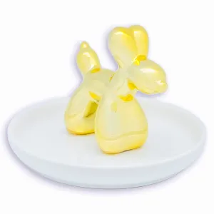 Ceramic Gold Balloon Dog Jewelry Dish