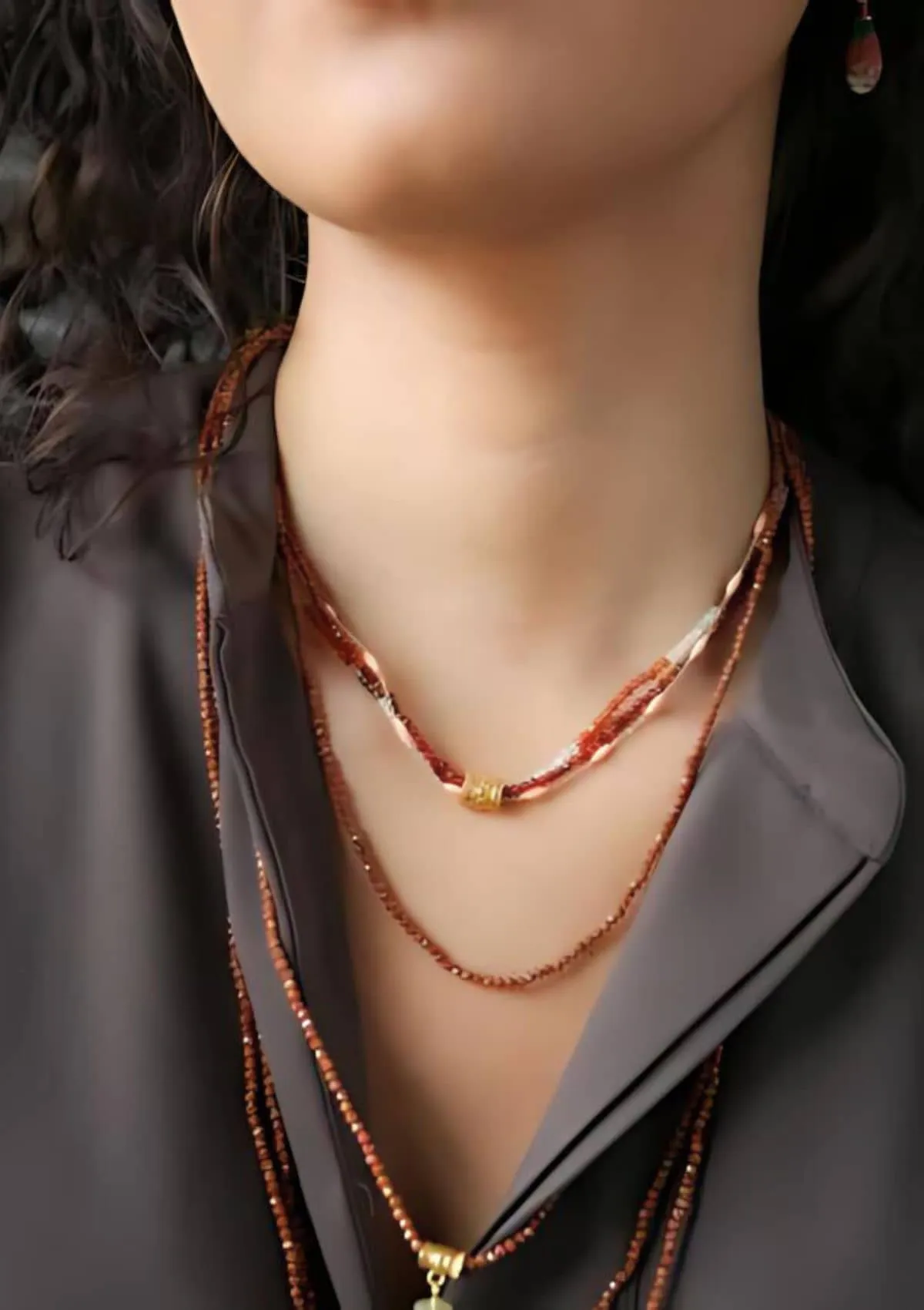 Chiffon Multi Strand Necklace - Silver