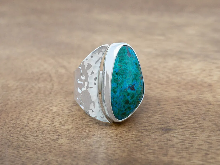 Chrysocolla Media Luna Ring