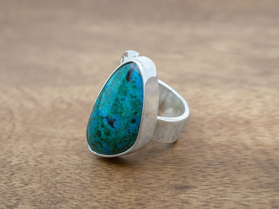 Chrysocolla Media Luna Ring