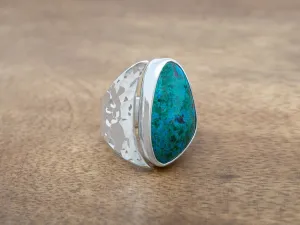 Chrysocolla Media Luna Ring