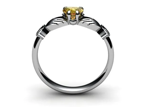 CITRINE PLATINUM Claddagh Ring