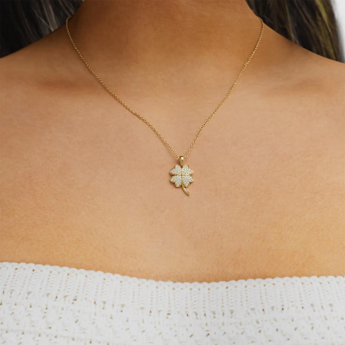 Clover Pavé Necklace