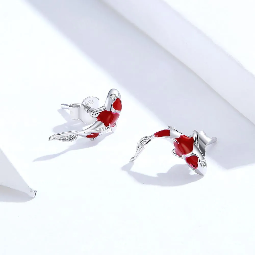 Colorful Koi Earrings & Charm-Beautiful Sterling Silver Fish Earrings!!