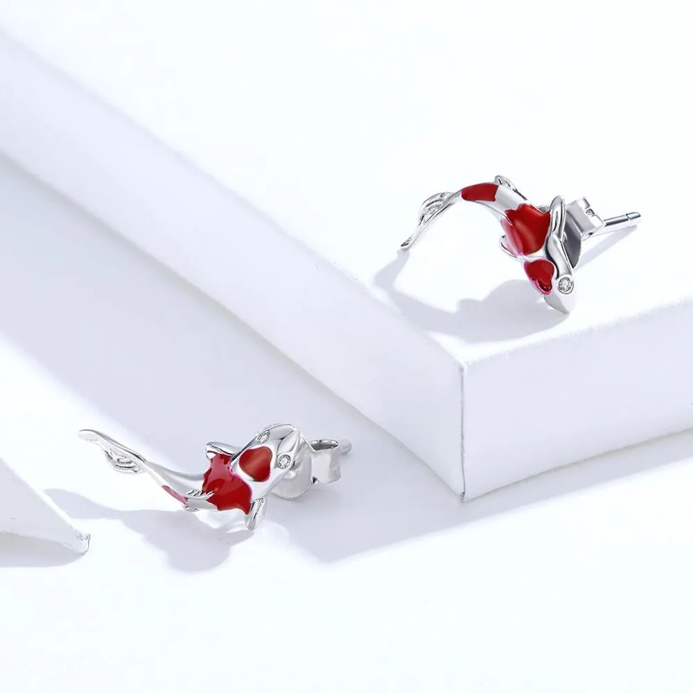 Colorful Koi Earrings & Charm-Beautiful Sterling Silver Fish Earrings!!