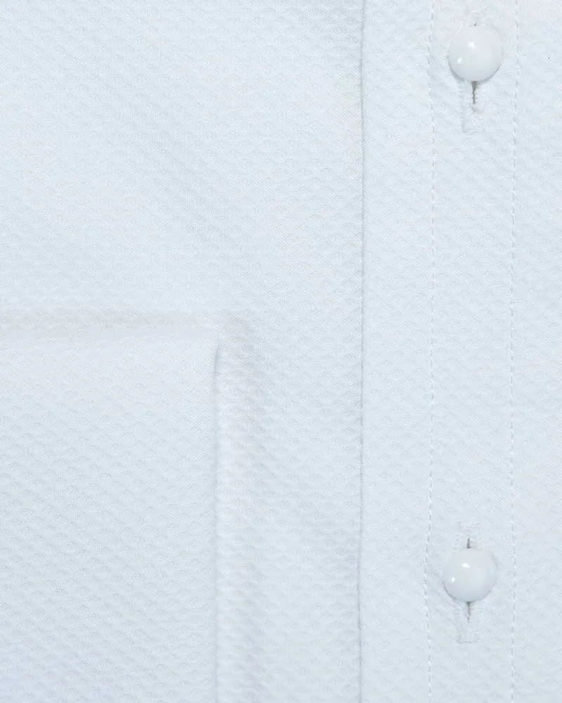 Contemporary Fit Marcella Front White Cotton Poplin Dress Shirt with Classic Collar & Double Cuff