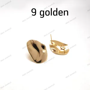 Contemporary Golden earring stud component oval textured MESCGO1