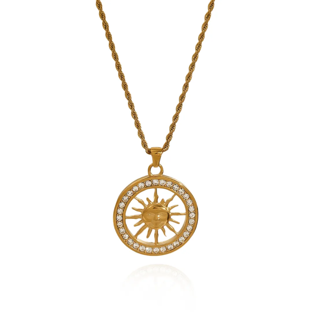 Cosmic Optimism - Sun Gold Necklace with Crystals