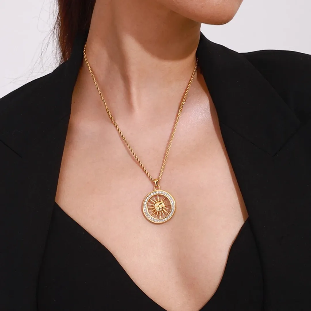 Cosmic Optimism - Sun Gold Necklace with Crystals