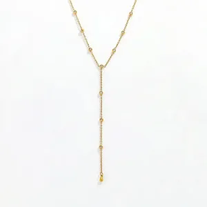 Dainty Rhinestone Y Style Necklace {Waterproof Jewelry!}