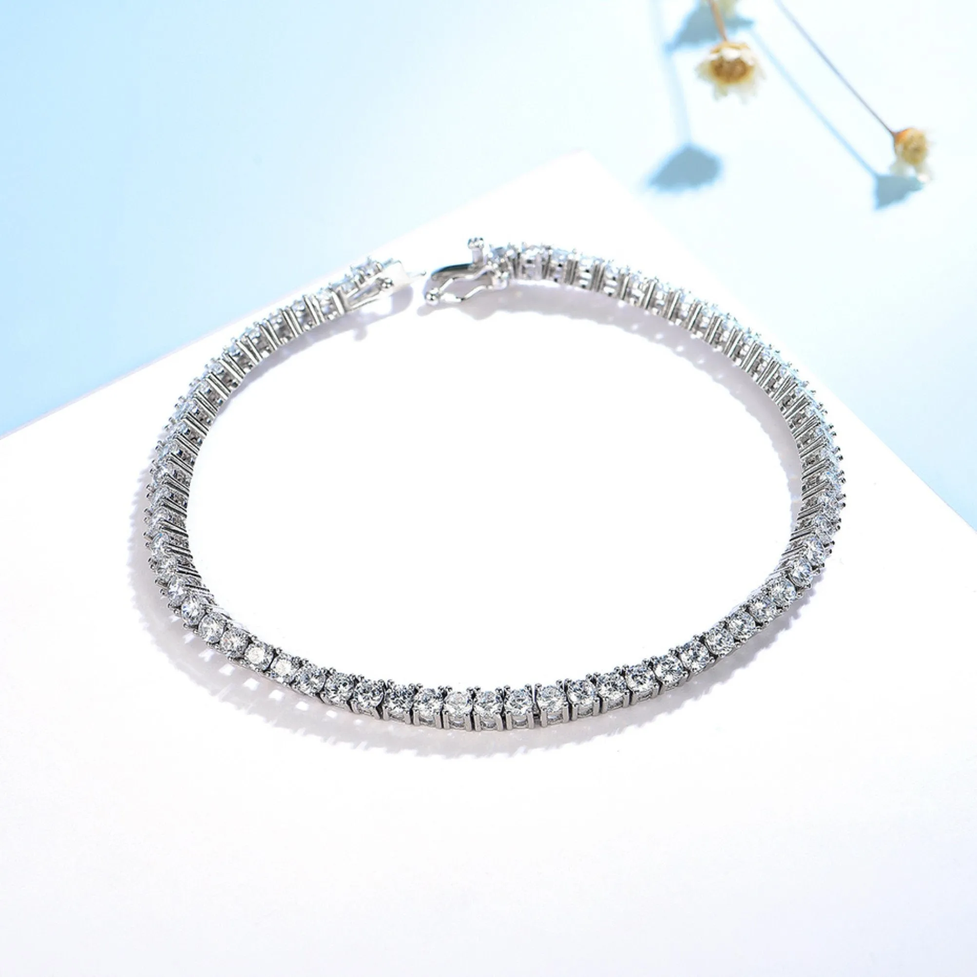 Dainty Silver CZ Tennis Bracelet
