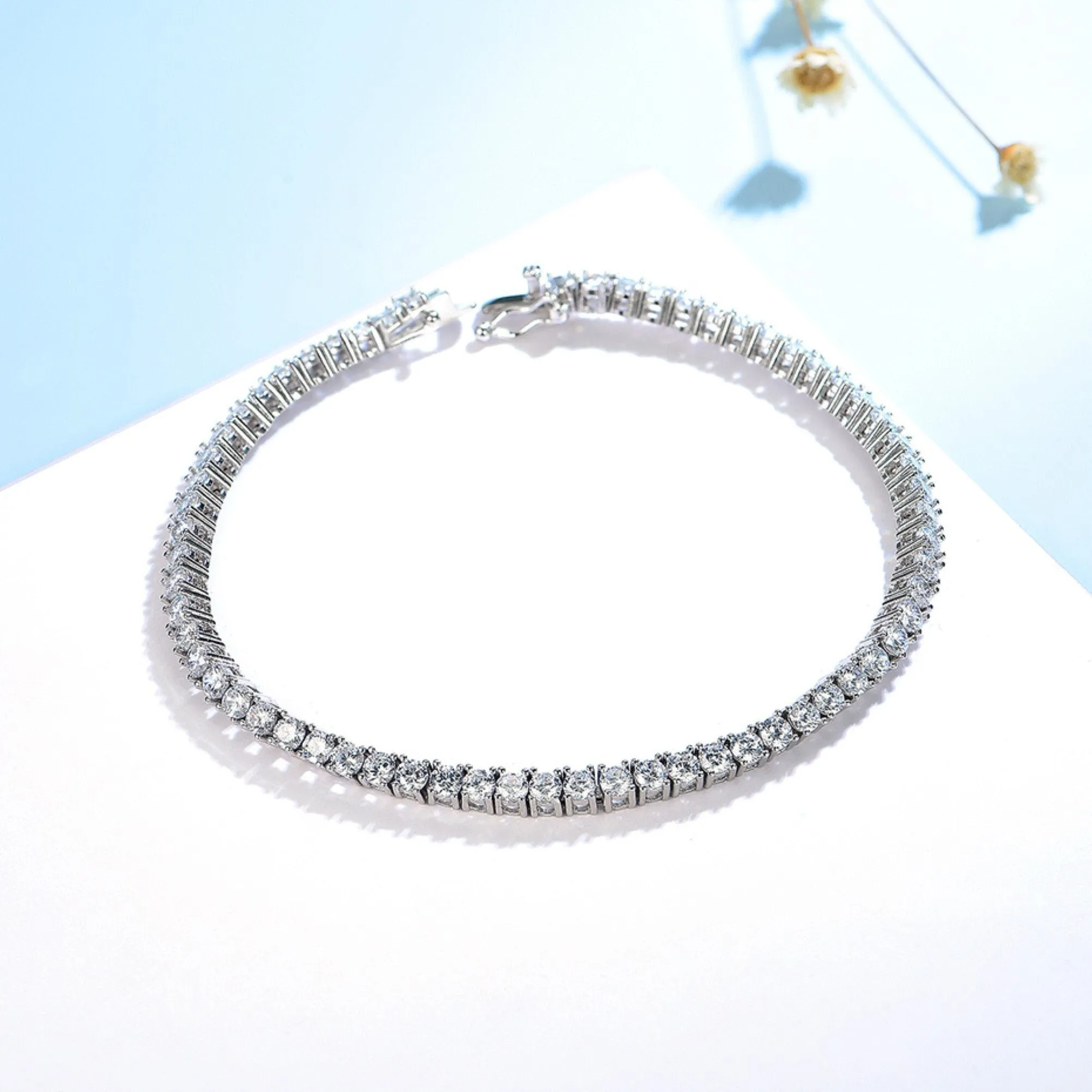 Dainty Silver CZ Tennis Bracelet