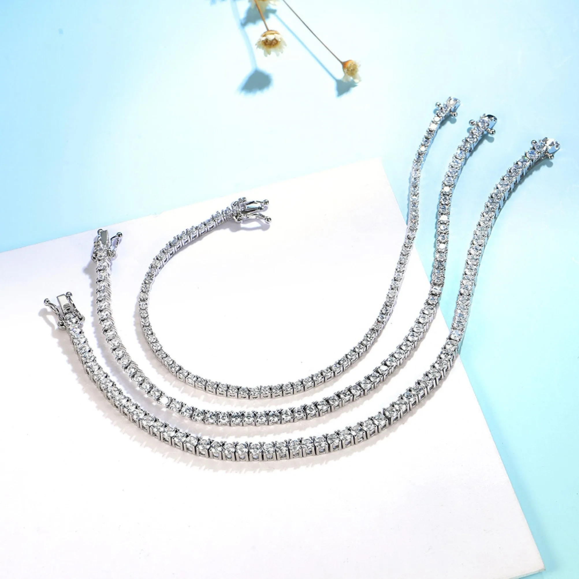 Dainty Silver CZ Tennis Bracelet