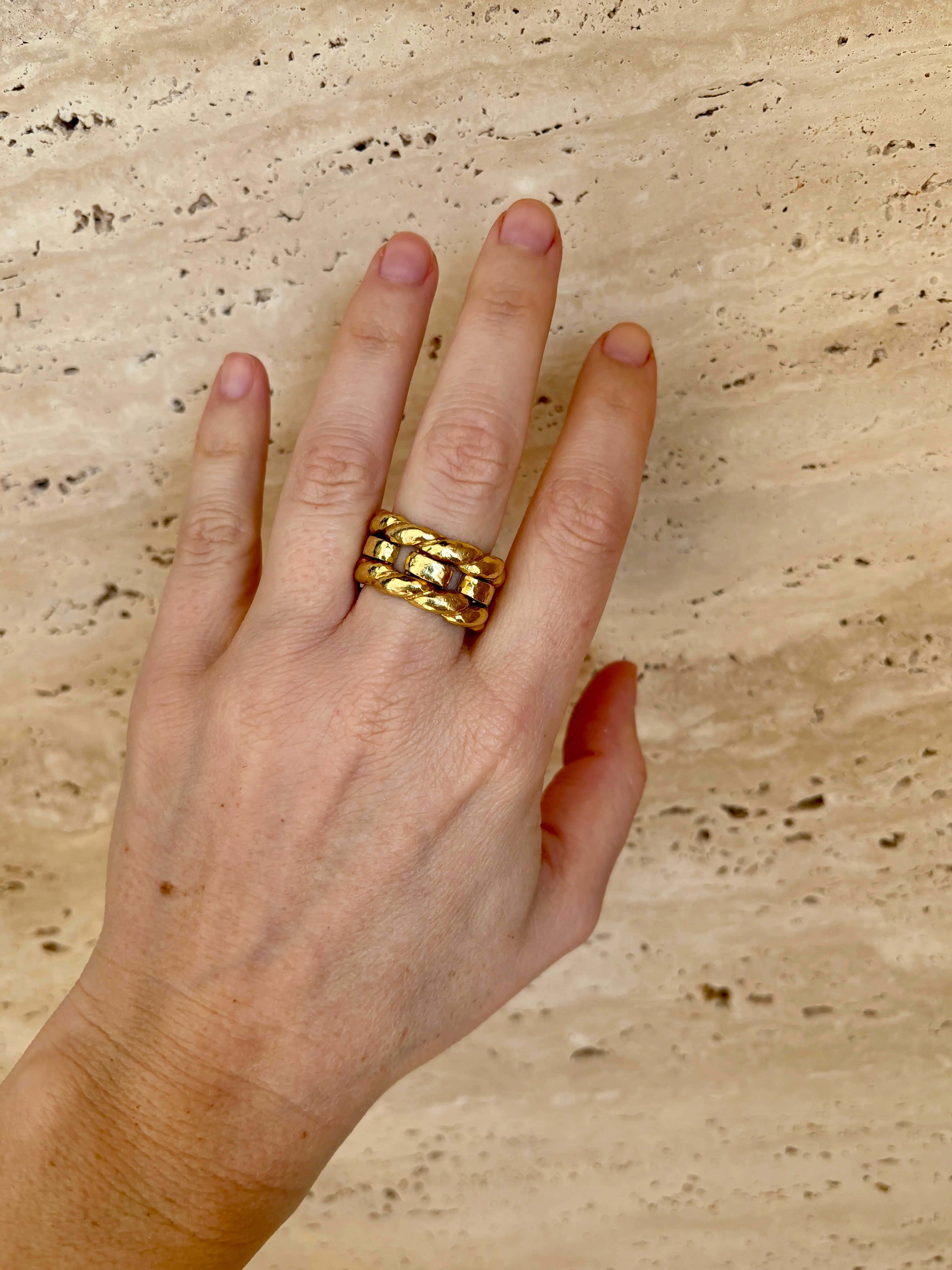 David Webb Woven Gold Unisex Band Ring