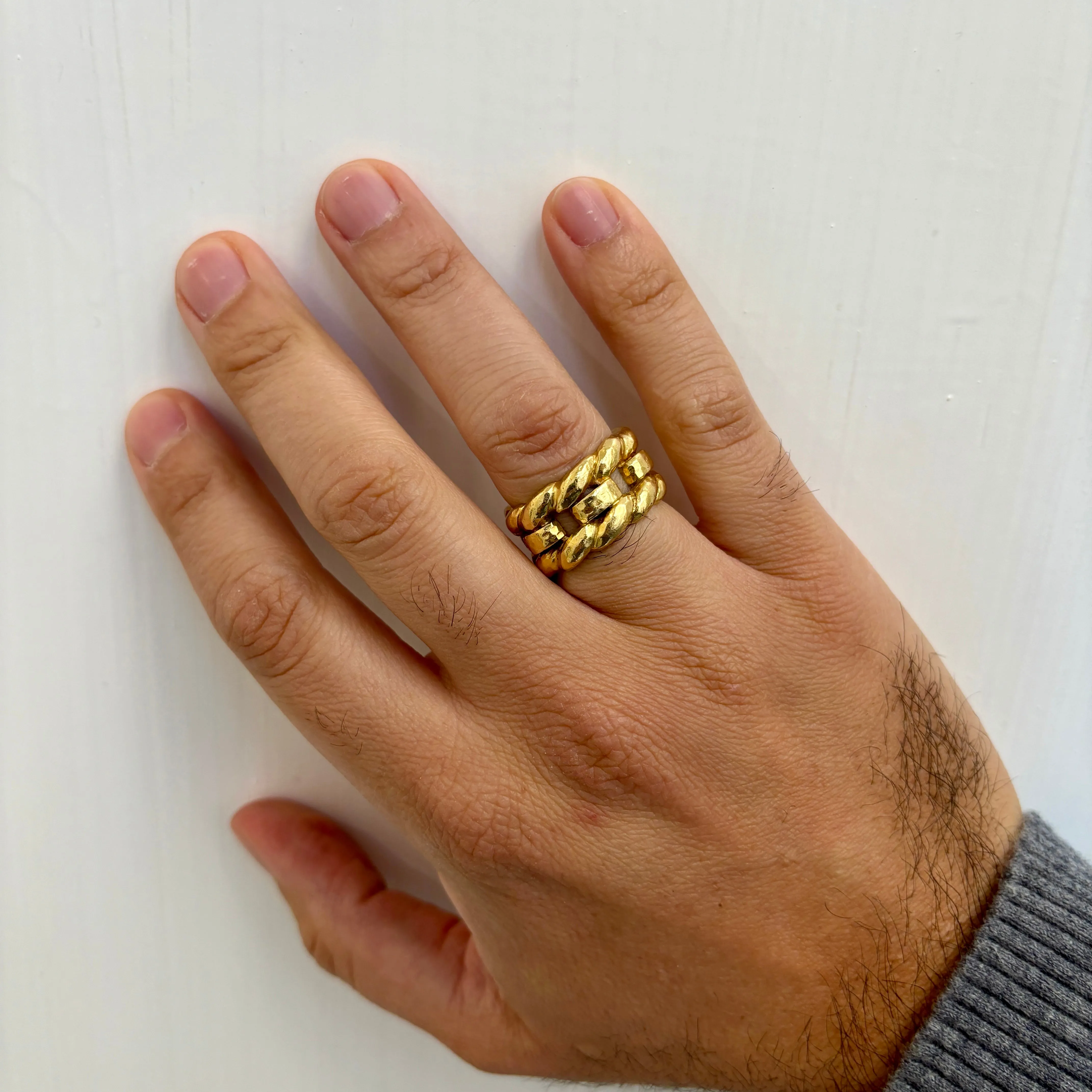 David Webb Woven Gold Unisex Band Ring