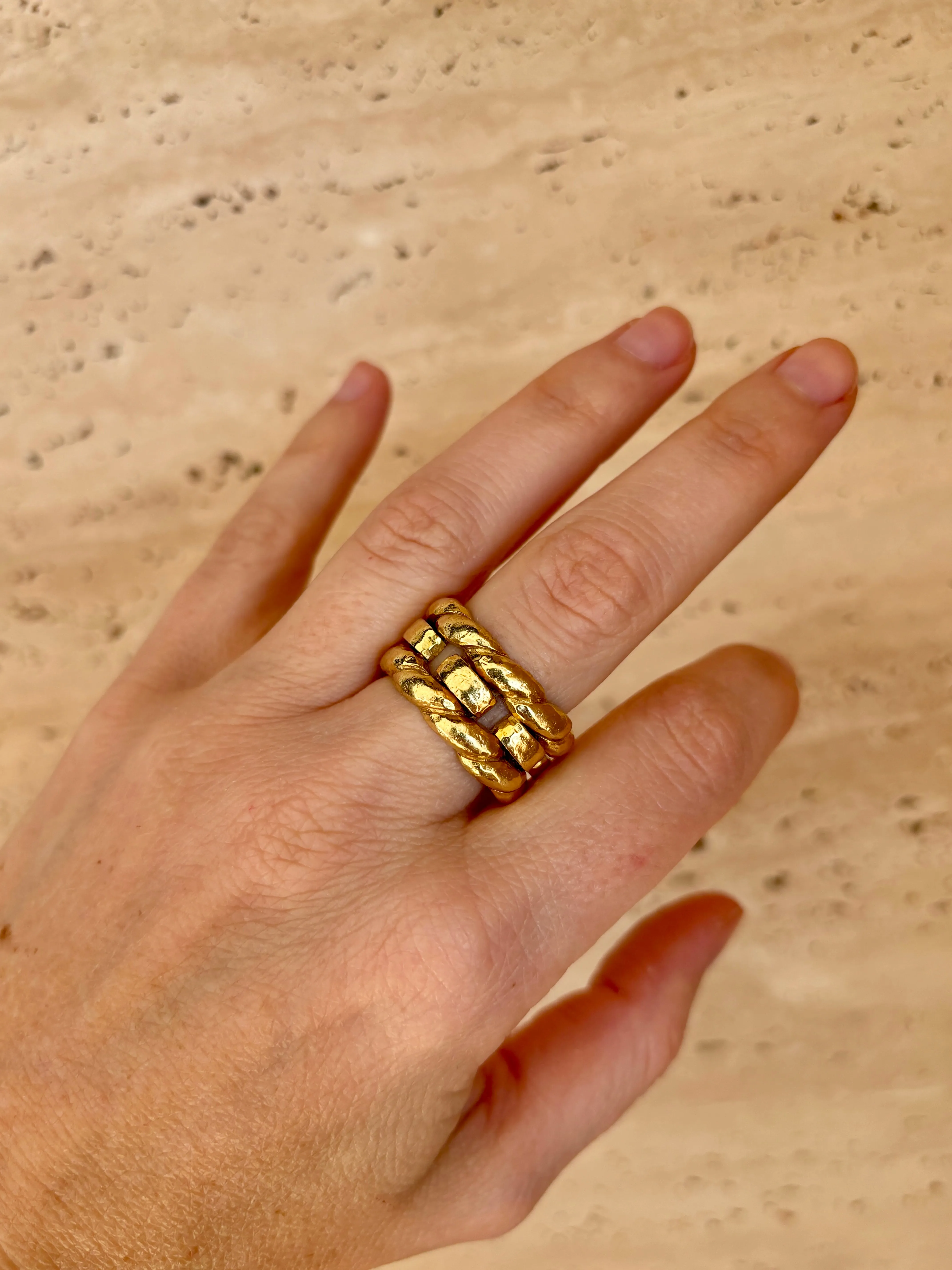 David Webb Woven Gold Unisex Band Ring