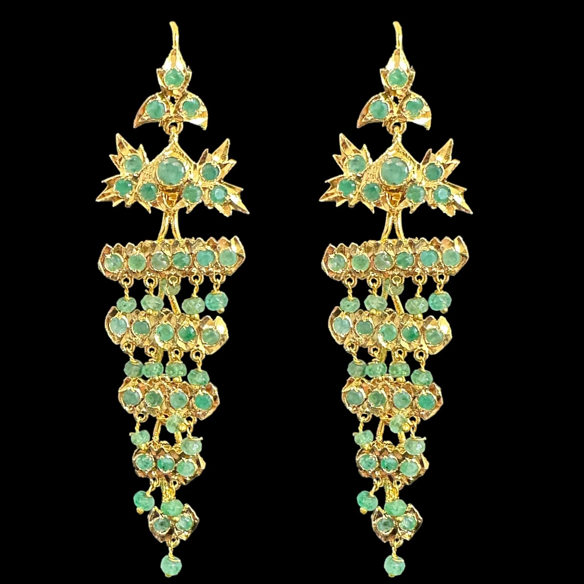 DER548 Emerald dangler earrings ( READY TO SHIP )