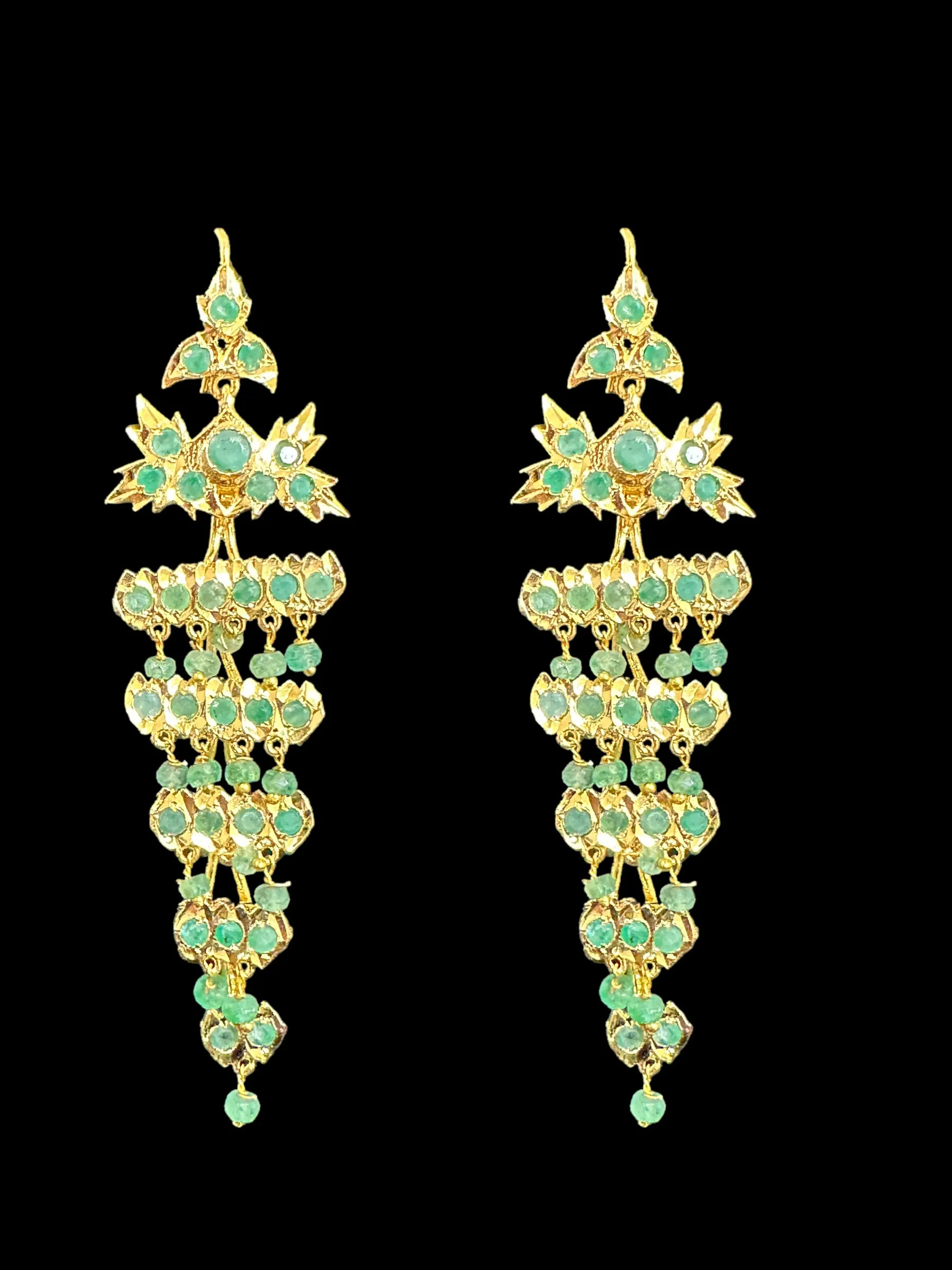 DER548 Emerald dangler earrings ( READY TO SHIP )