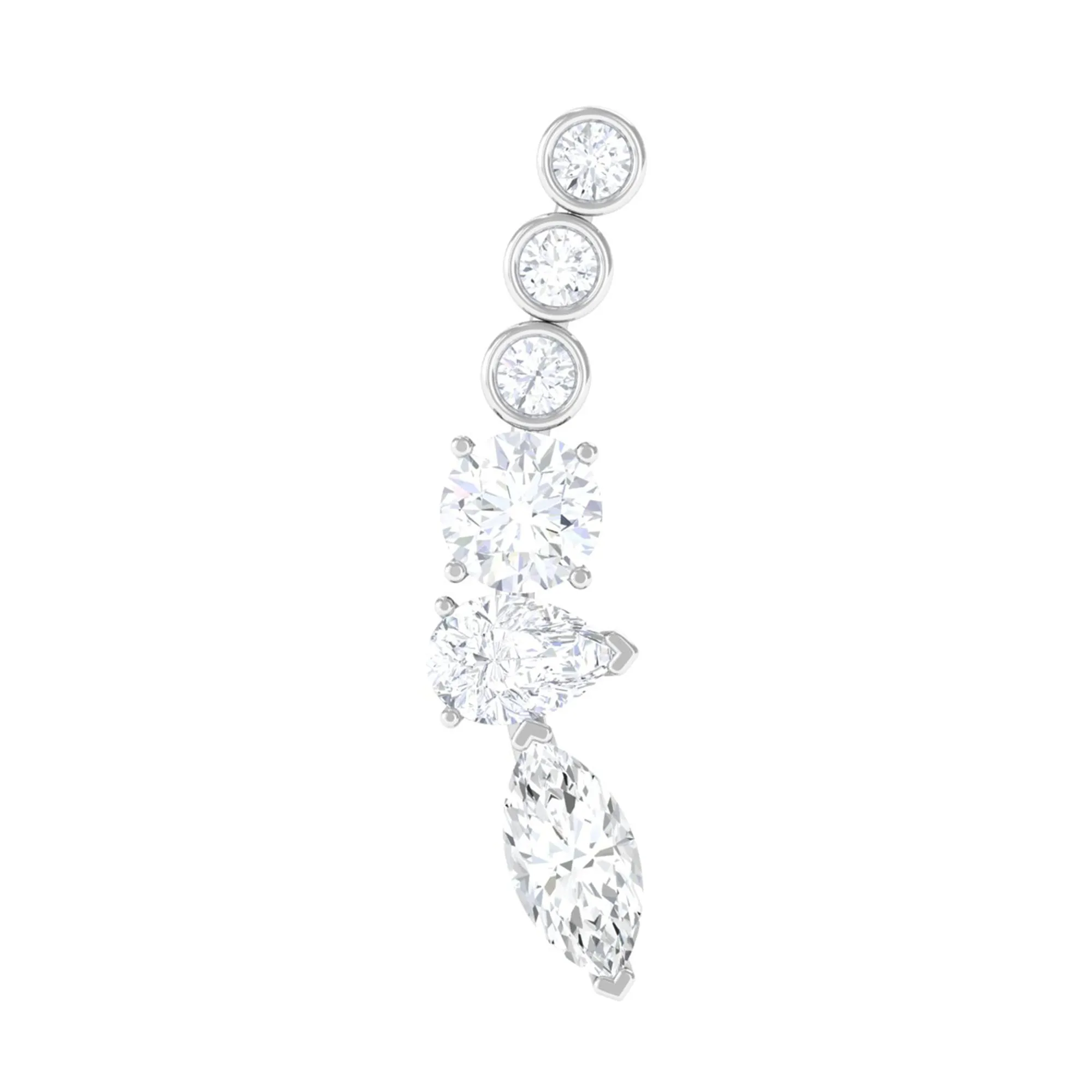 Designer Certified Moissanite Cluster Crawler Earring