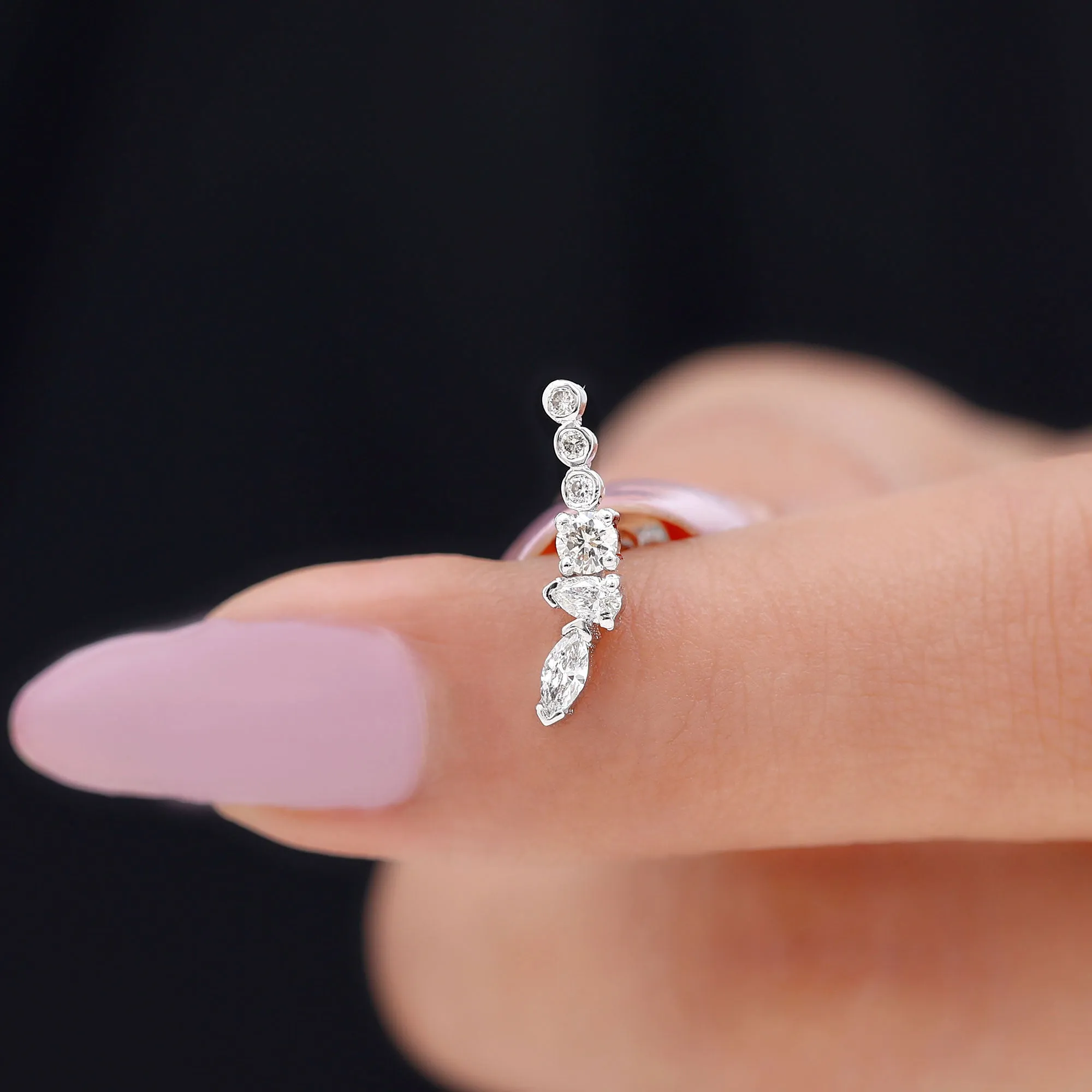 Designer Certified Moissanite Cluster Crawler Earring