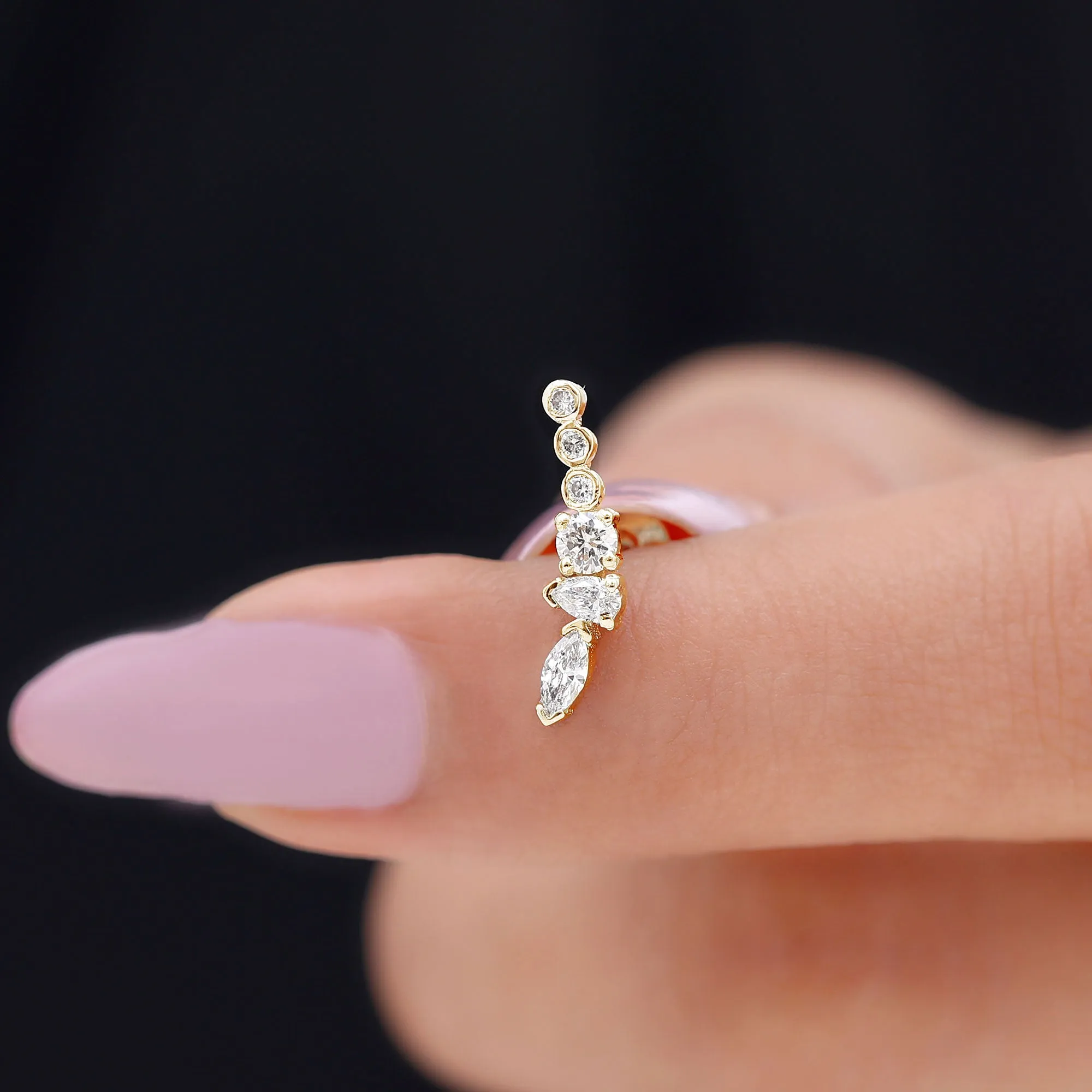 Designer Certified Moissanite Cluster Crawler Earring