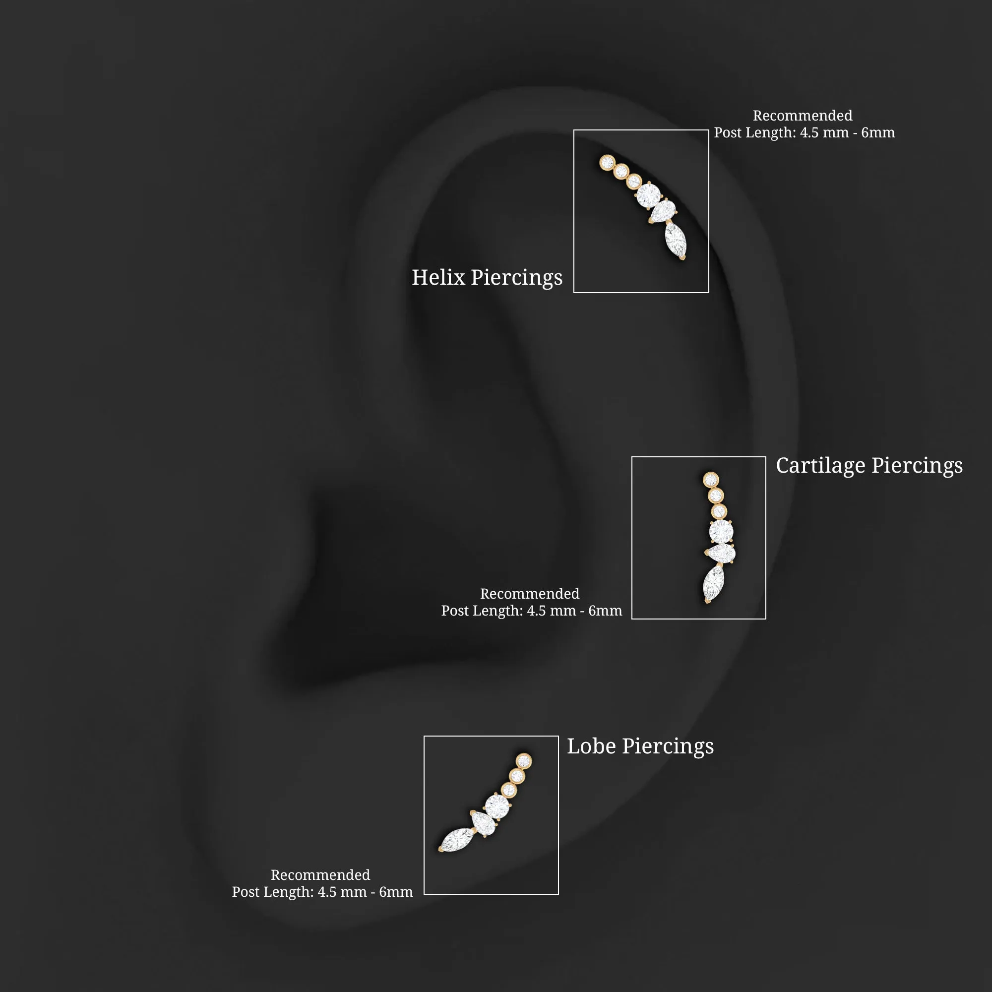 Designer Certified Moissanite Cluster Crawler Earring