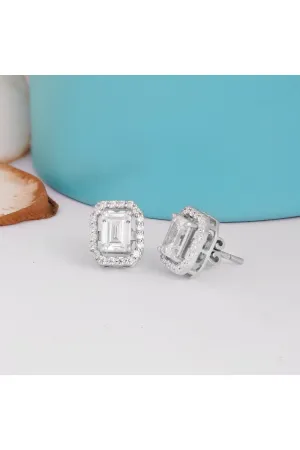 Detachable Emerald Halo Solitaire Stud