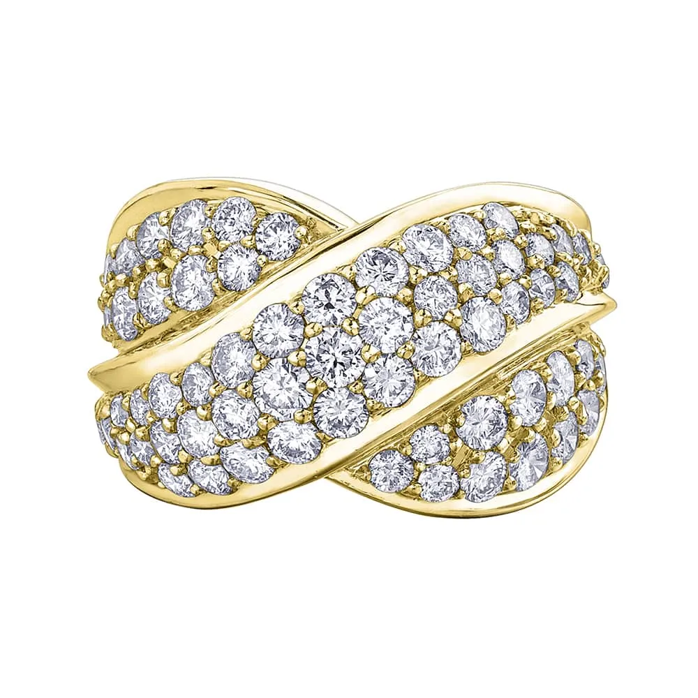 Diamond and Yellow Gold Gallery Back Right Hand Ring