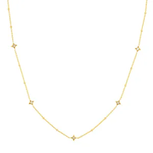 Diamond Star Bezels and Beads Necklace