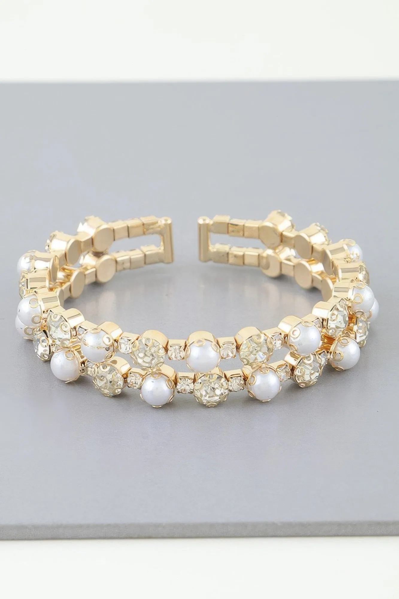 Double Pearled Cuff Bracelet