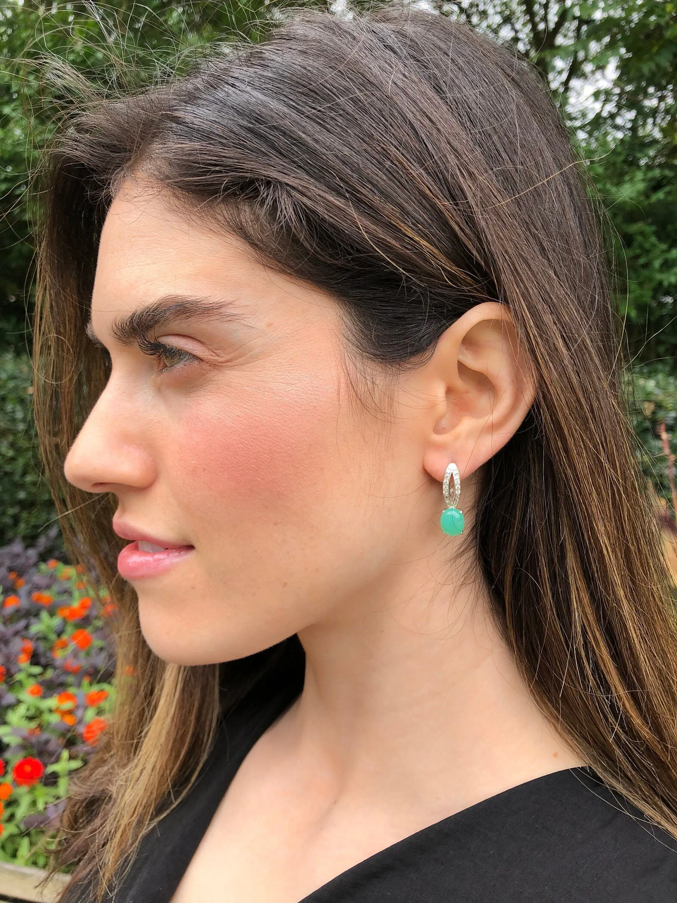 Drop Emerald Earrings - Long Green Earrings - Unique Oval Earrings
