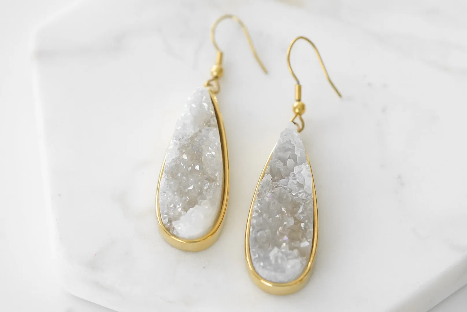 Druzy Collection - Quartz Drop Earrings (Unique)