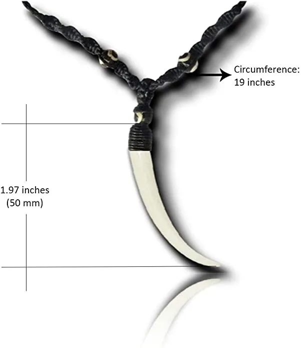 Earth Accessories Sustainably Sourced Organic Bone Tooth Necklace - Tribal Necklace or Tribal Jewelry for Surfer, Boho, or Caveman Inspired Looks
