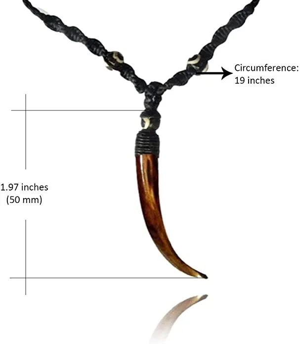 Earth Accessories Sustainably Sourced Organic Bone Tooth Necklace - Tribal Necklace or Tribal Jewelry for Surfer, Boho, or Caveman Inspired Looks
