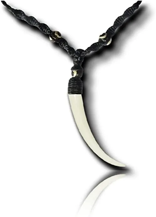 Earth Accessories Sustainably Sourced Organic Bone Tooth Necklace - Tribal Necklace or Tribal Jewelry for Surfer, Boho, or Caveman Inspired Looks