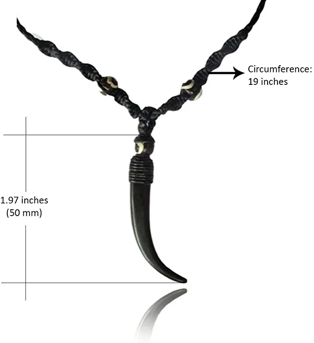 Earth Accessories Sustainably Sourced Organic Bone Tooth Necklace - Tribal Necklace or Tribal Jewelry for Surfer, Boho, or Caveman Inspired Looks