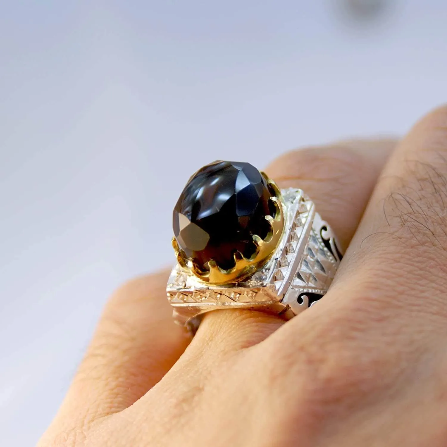 Eclipse of Power with Moissanite Sterling Silver Ring