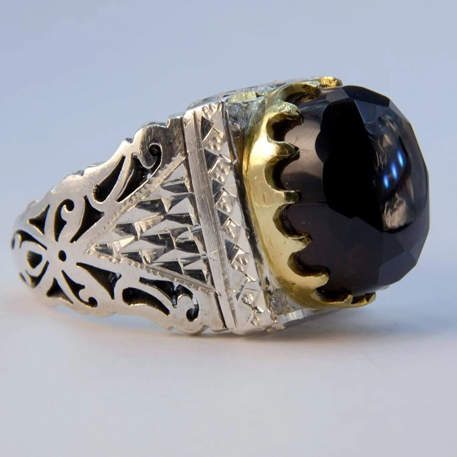 Eclipse of Power with Moissanite Sterling Silver Ring