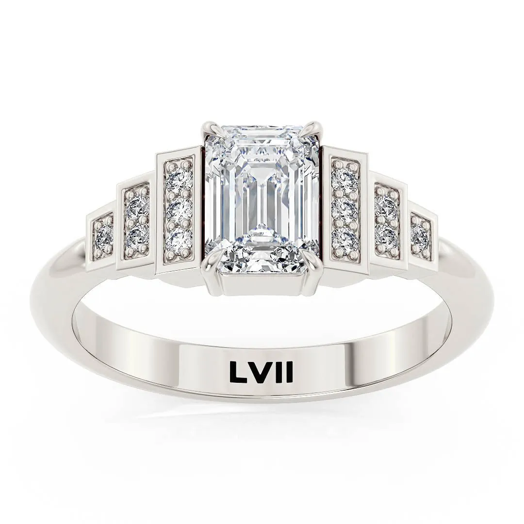 Emerald Cut Engagement Rings Deco Charm - The Clarice Ring