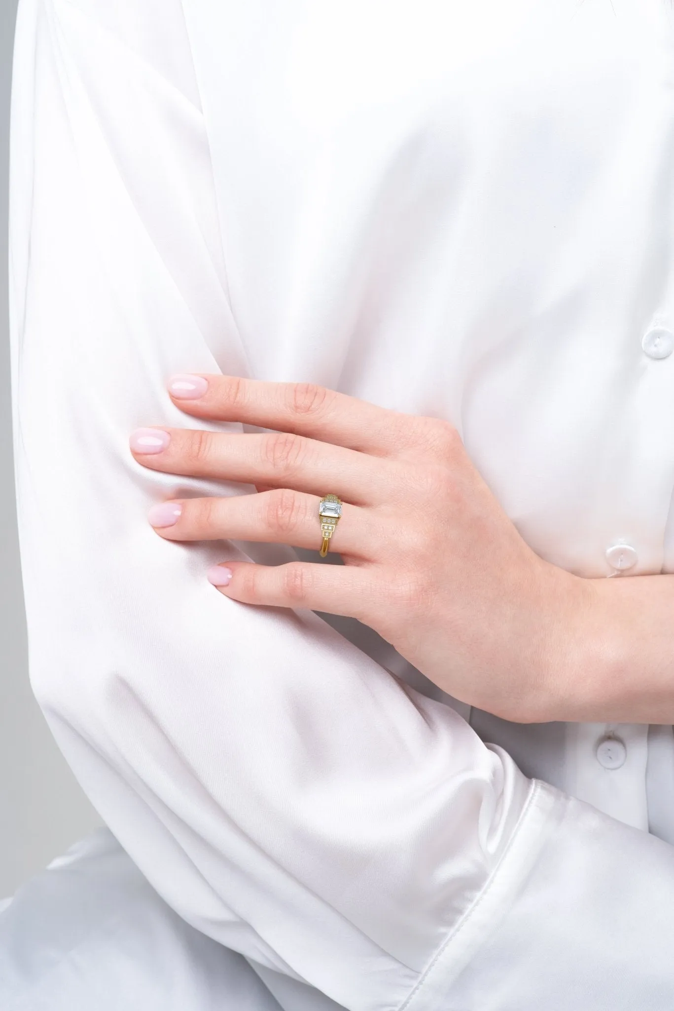 Emerald Cut Engagement Rings Deco Charm - The Clarice Ring
