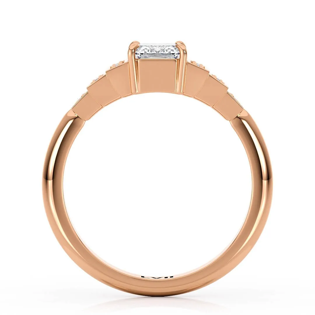 Emerald Cut Engagement Rings Deco Charm - The Clarice Ring